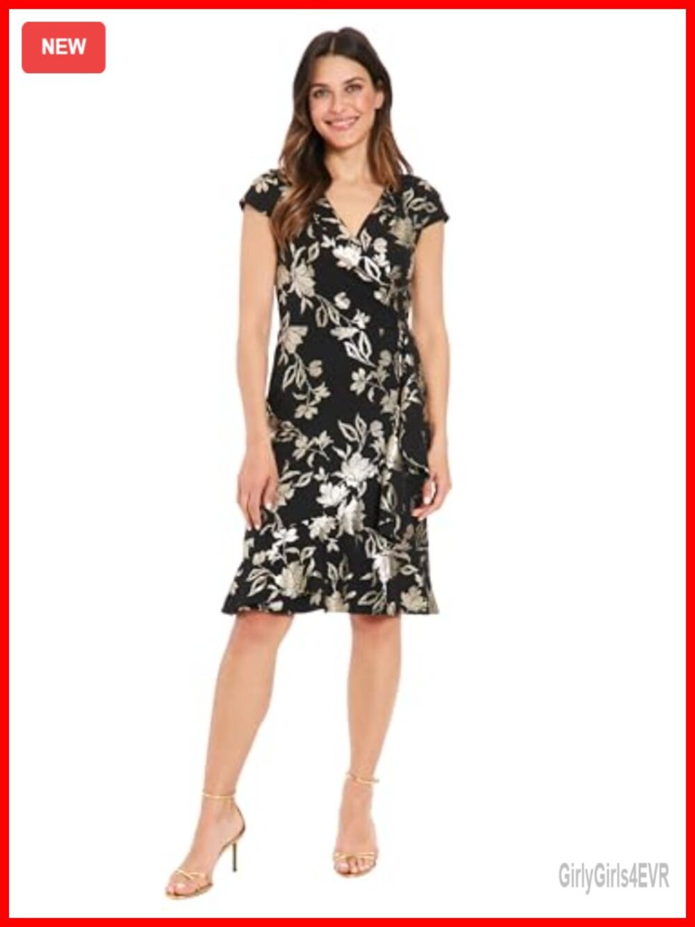 Pleated Surplus Cascade Flounce Dress Floral Cocktail Wedding Guest